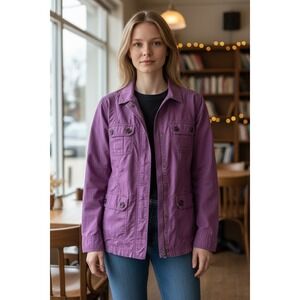 Eddie Bauer Women's Jacket Size Medium Purple/Plumb Zip And Snap